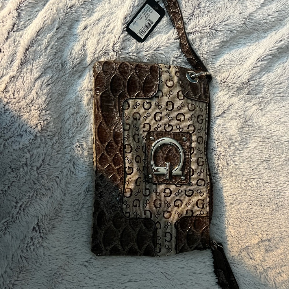 Guess Brown and Cream wristlet